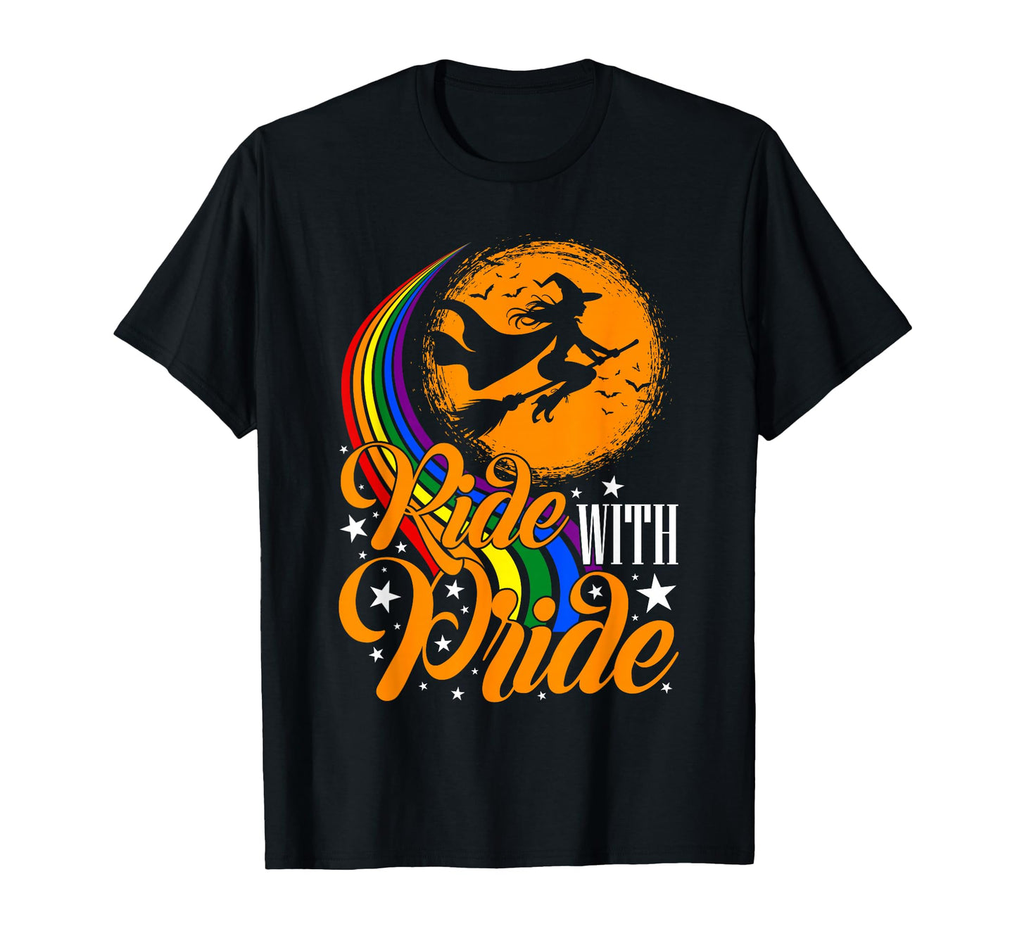 Ride with Pride LGBTQ Gay Lesbian Witch Halloween Costume T-Shirt