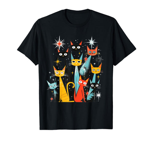 Vintage Retro Mid-Century Modern Look Cats 50s 60s Style T-Shirt