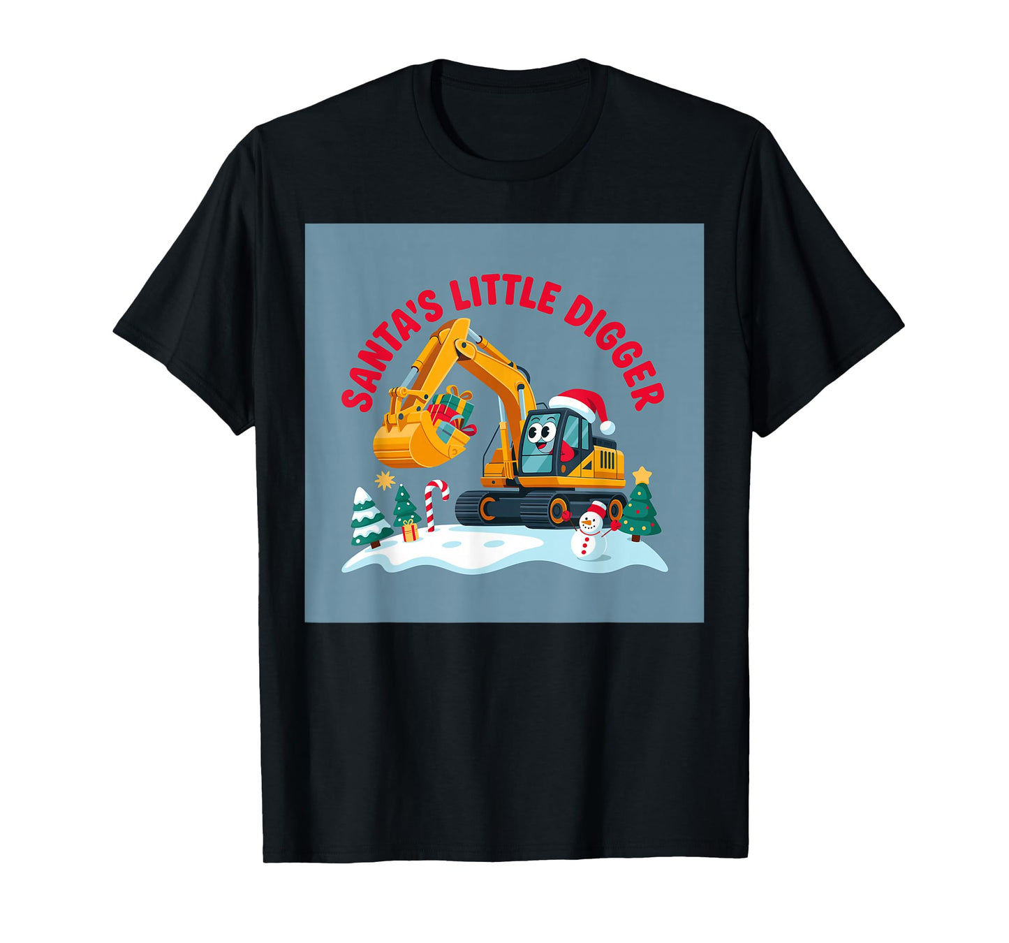 Christmas Excavator Santa Digger Snow Cute Holiday Design T-Shirt