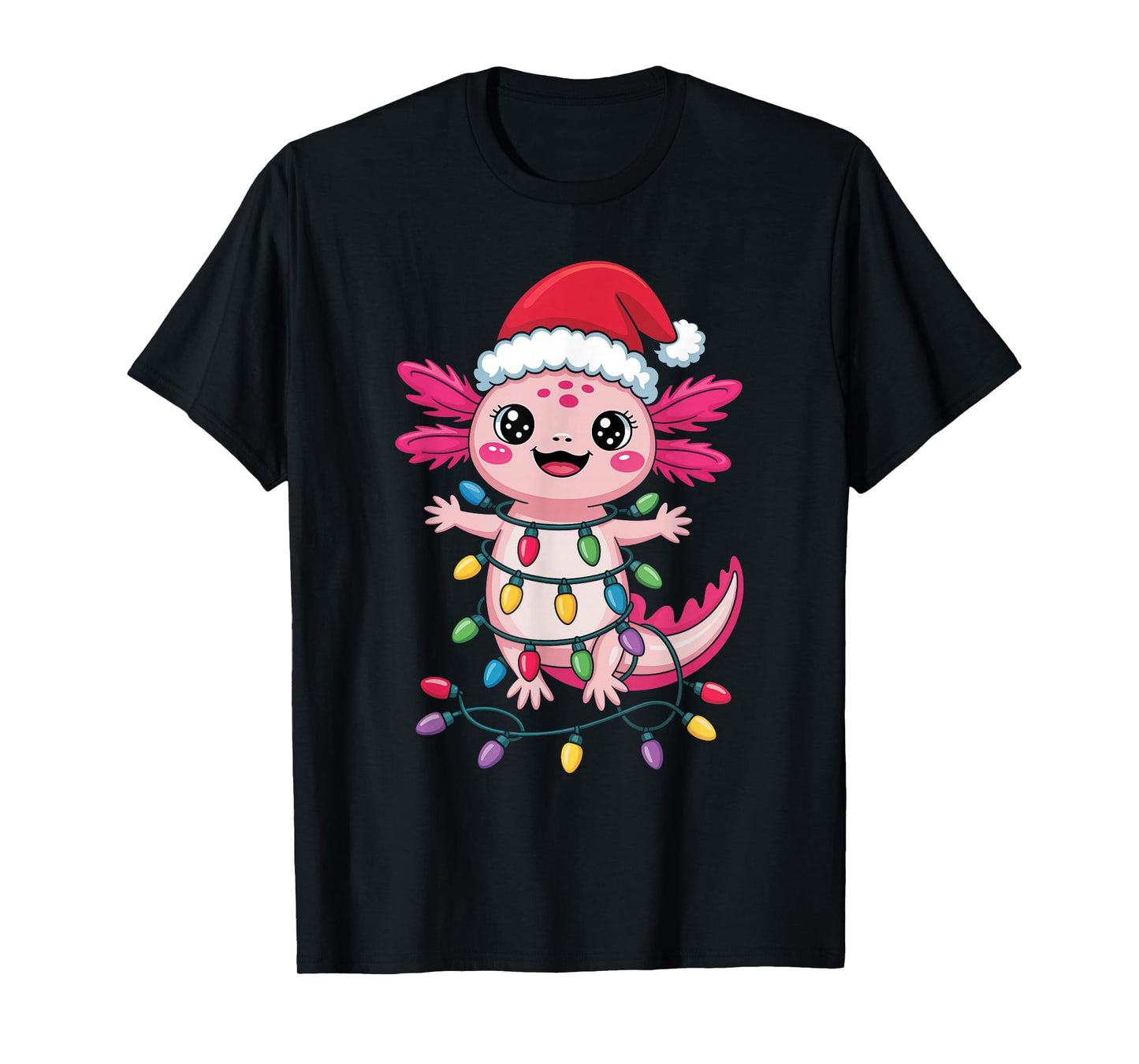Santa Hat Axolotl Matching Family Cute Christmas Axolotl T-Shirt