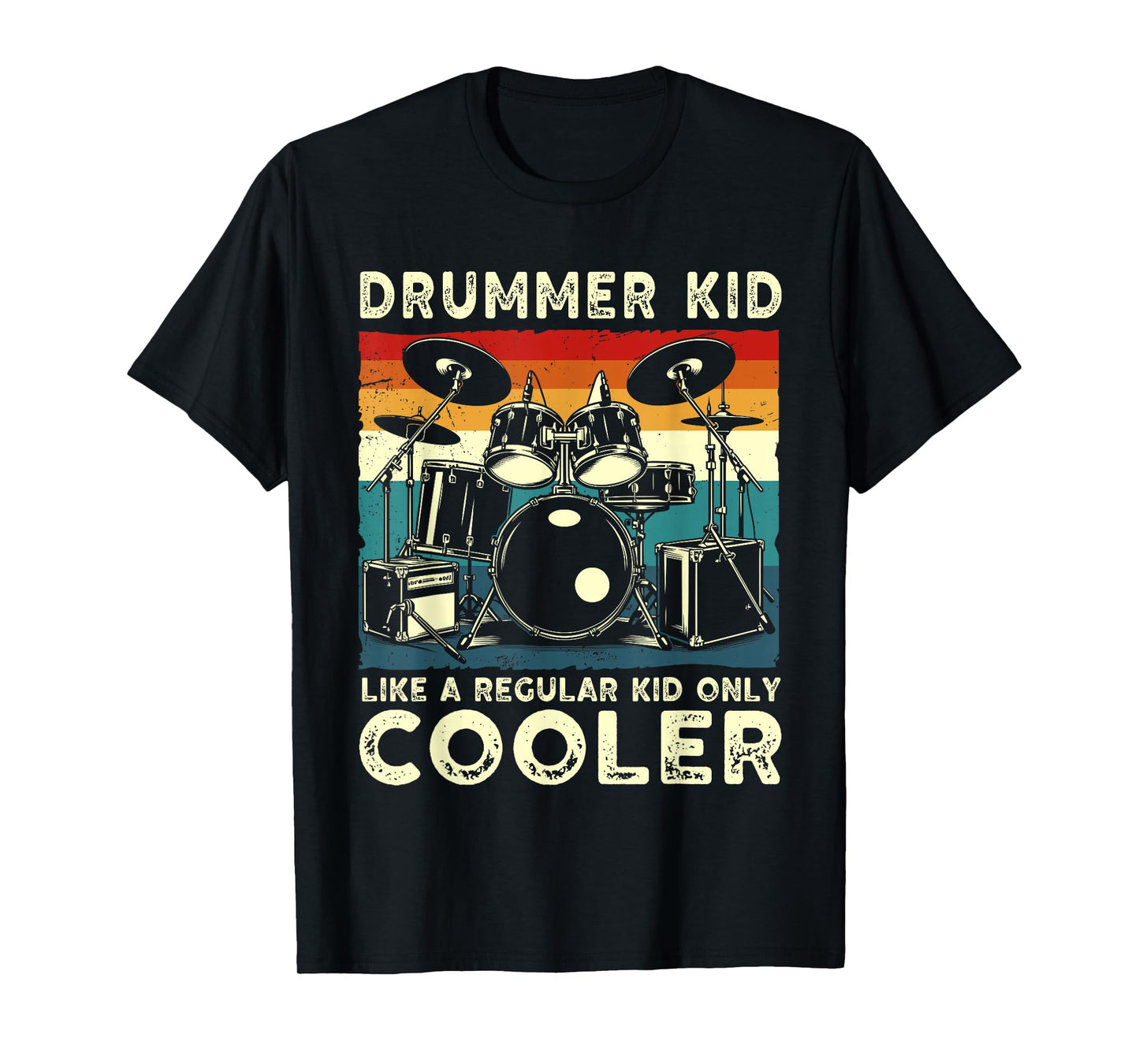 Drummer kid drum set drummer drumming art for Boys Girls Kid T-Shirt