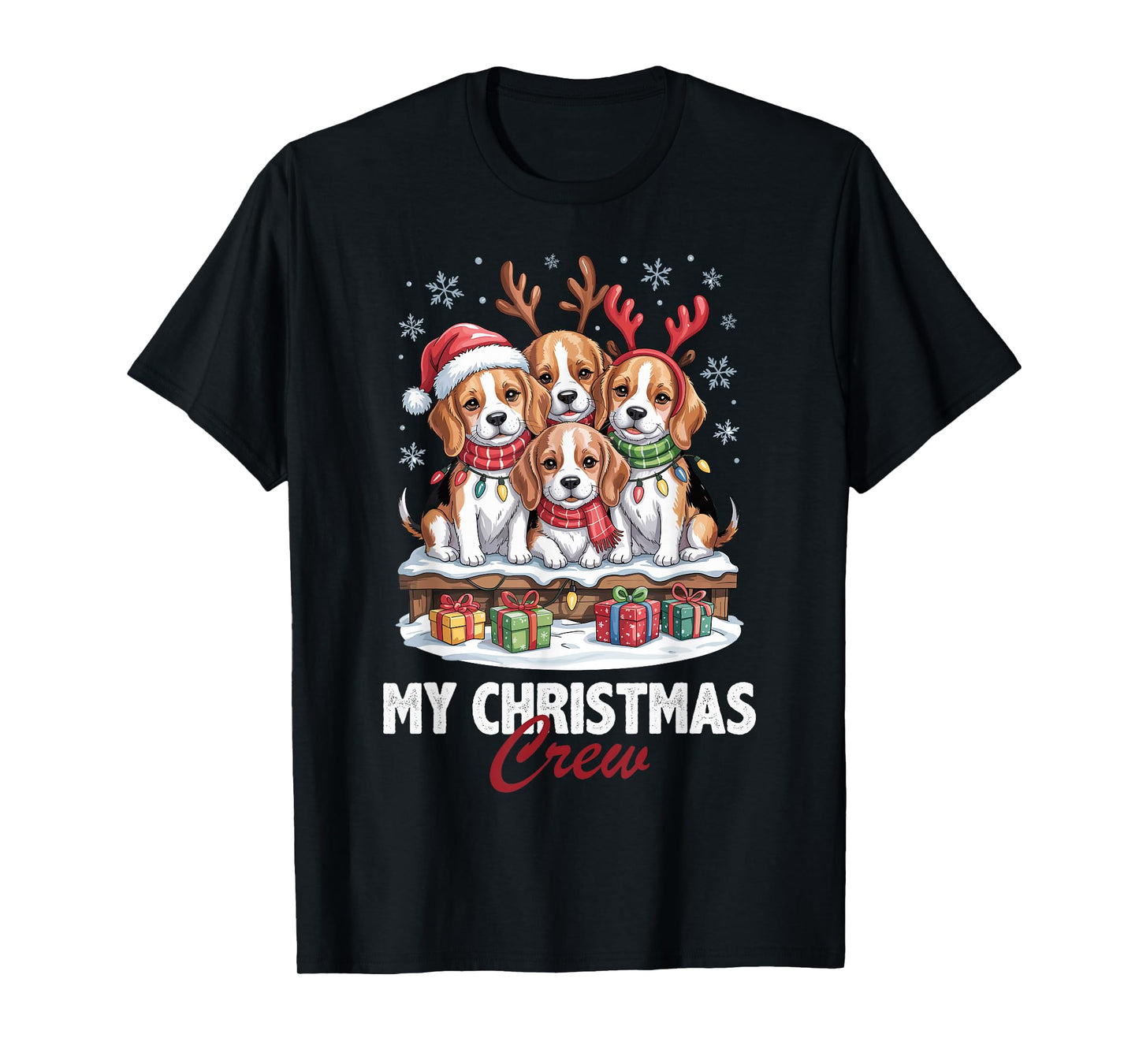 Beagle Christmas Crew Funny Dog Lovers Holiday Pajama T-Shirt