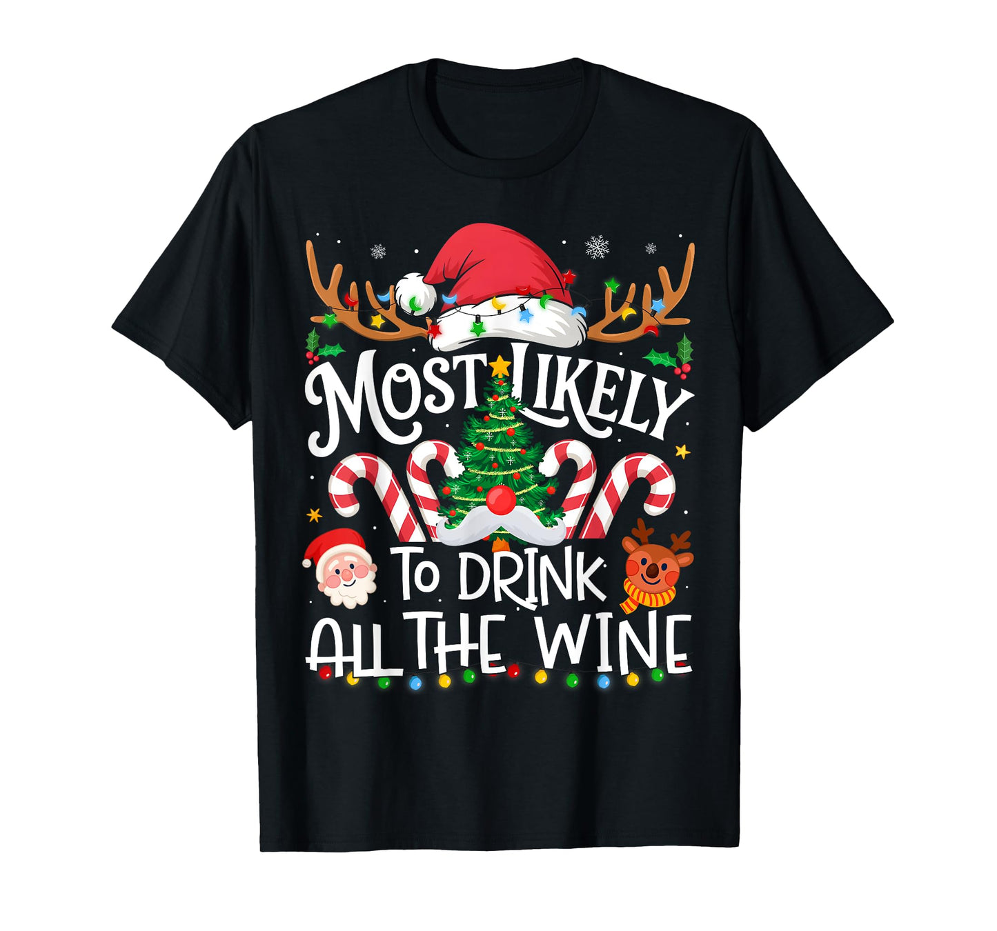 Most Likely to Drink All The Wine Family Matching Christmas T-Shirt