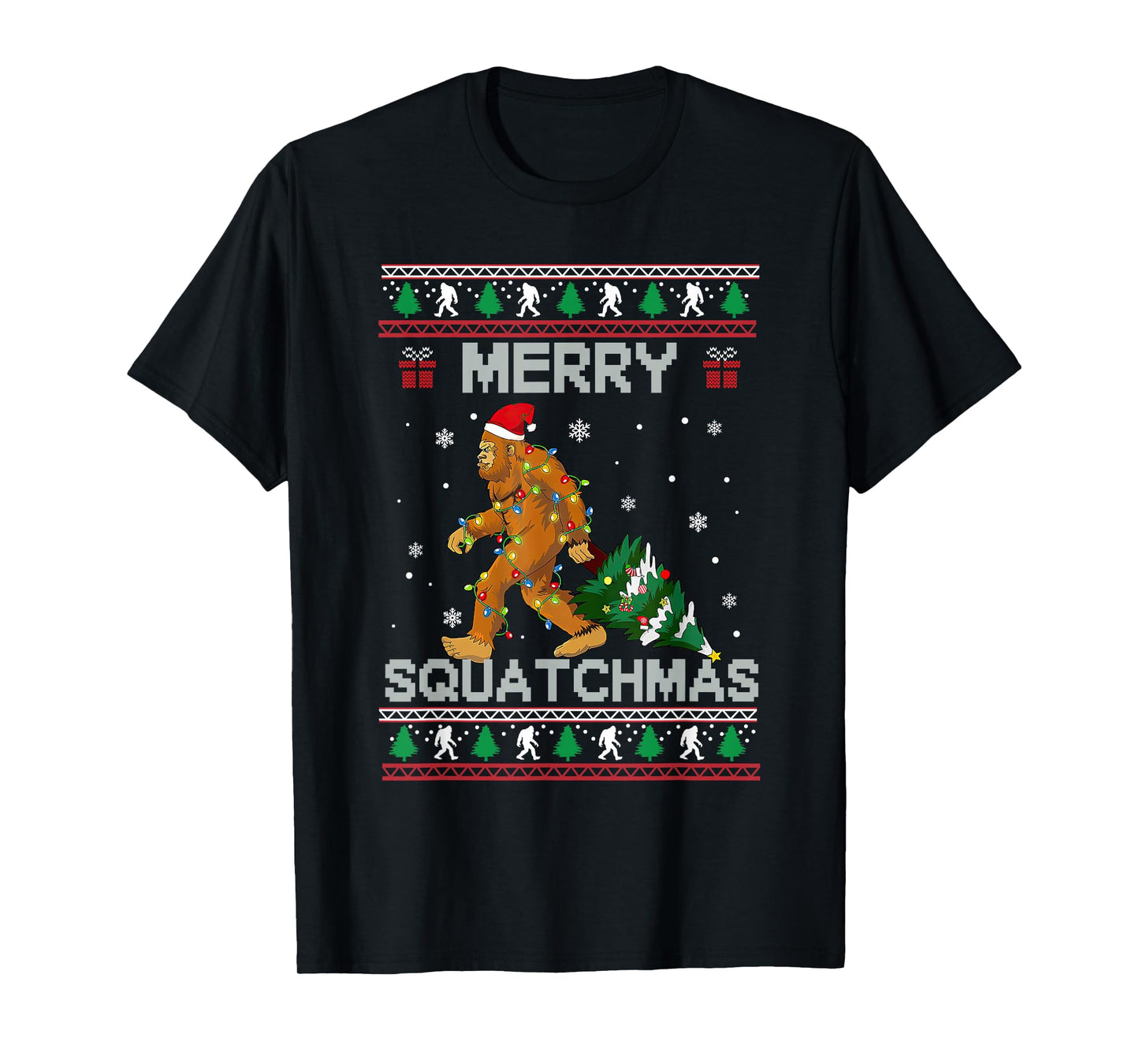 Merry Squatchmas Santa Claus Funny Sasquatch Ugly Christmas T-Shirt