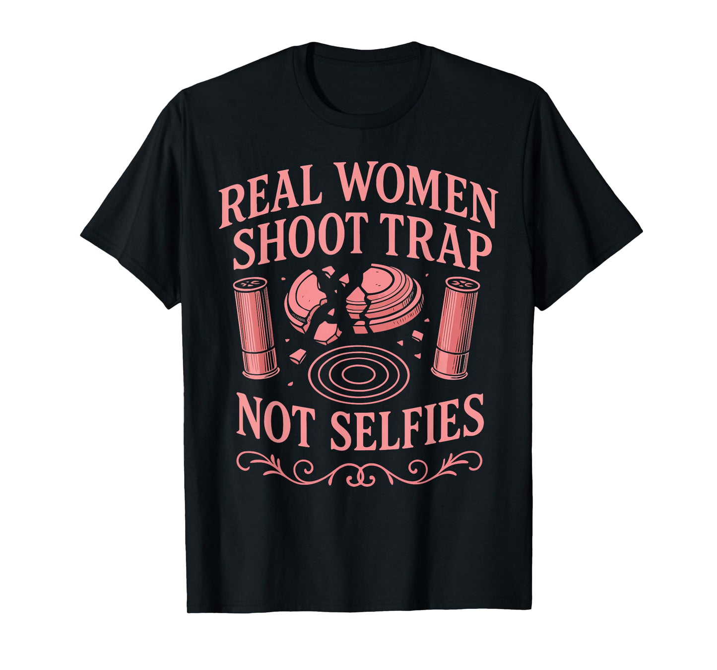 Shotgun Skeet Trap Clay Pigeon Shooting Girl Vintage Real T-Shirt
