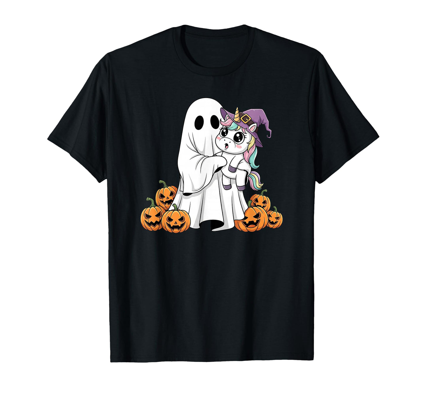 Funny Ghost Unicorn Pumpkin Halloween Kids Mens Womens T-Shirt