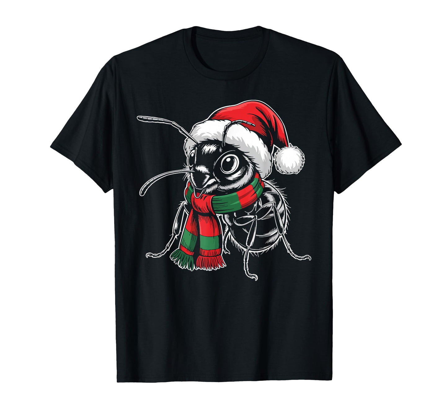Ant Xmas Santa Hat Scarf Christmas Costume T-Shirt