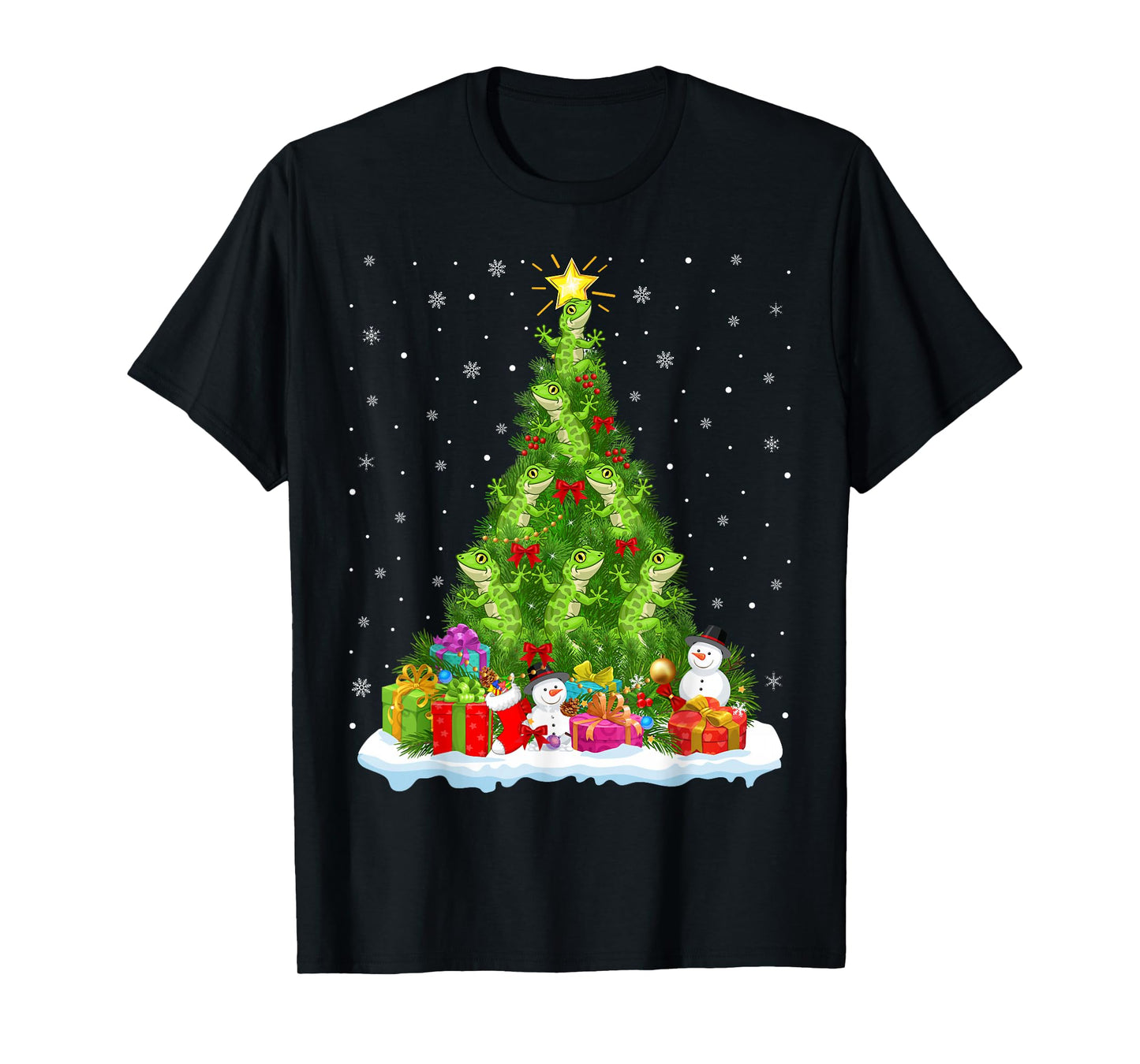 Gecko Lizard Christmas Tree Holiday Decor Funny Xmas Lights T-Shirt