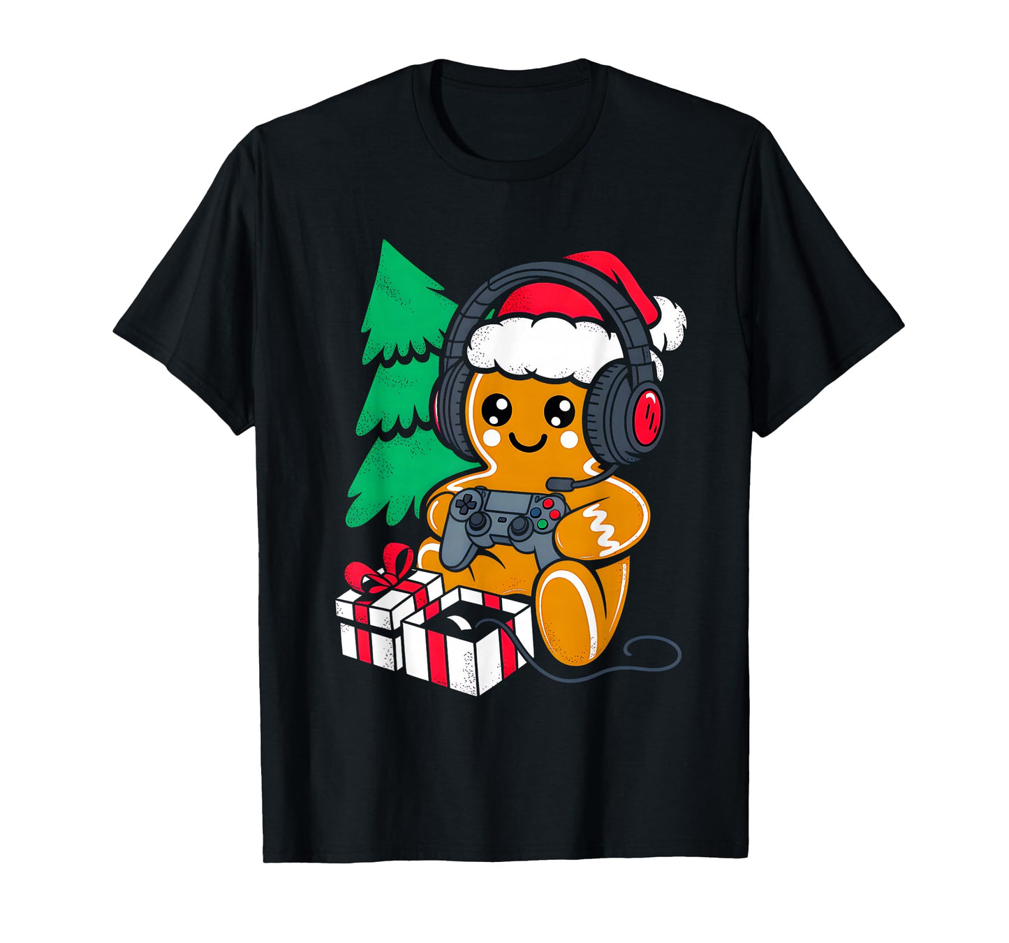 Funny Christmas Gamer Gingerbeard Xmas Gaming Men Boys Kids T-Shirt