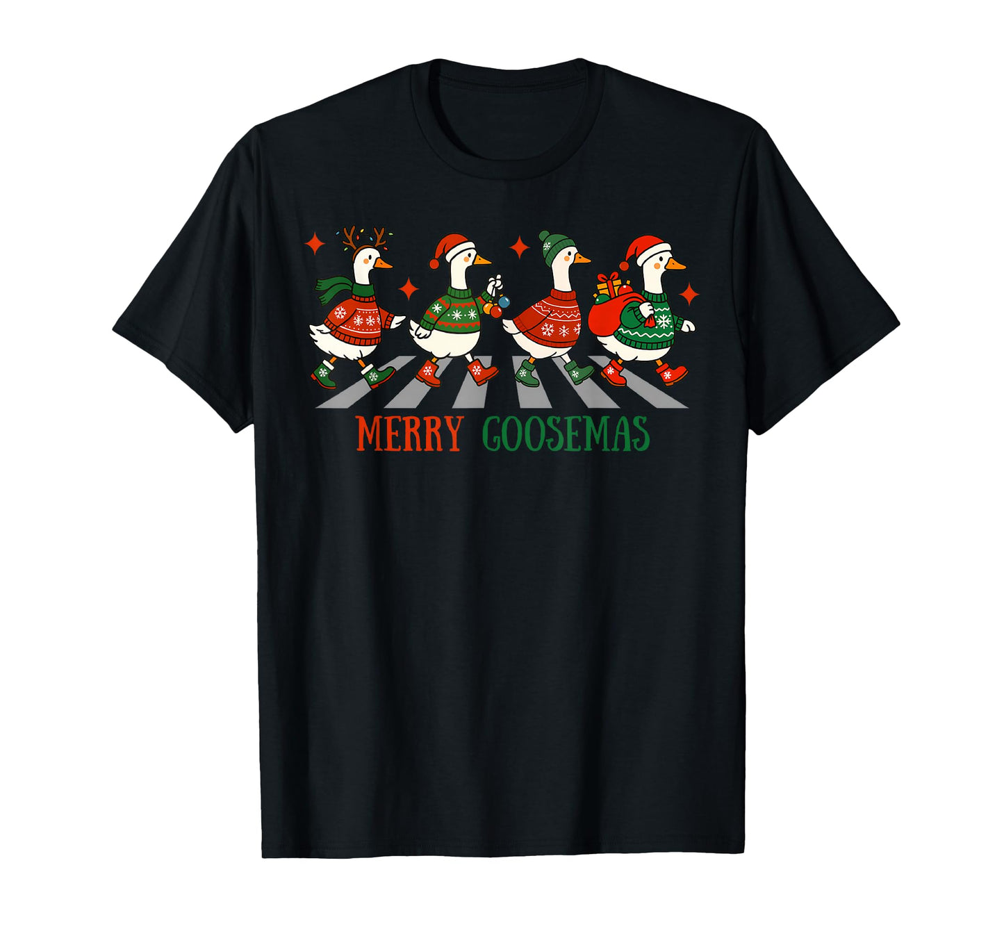 Retro Goose Santa Christmas Cute Merry Goosemas Xmas Holiday T-Shirt