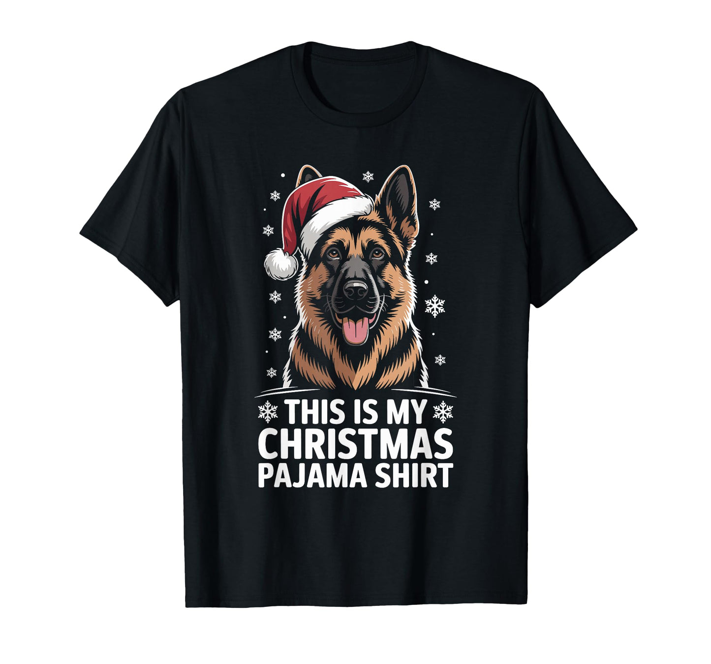 German Shepherd Santa Hat Christmas Dog Holiday Humor T-Shirt