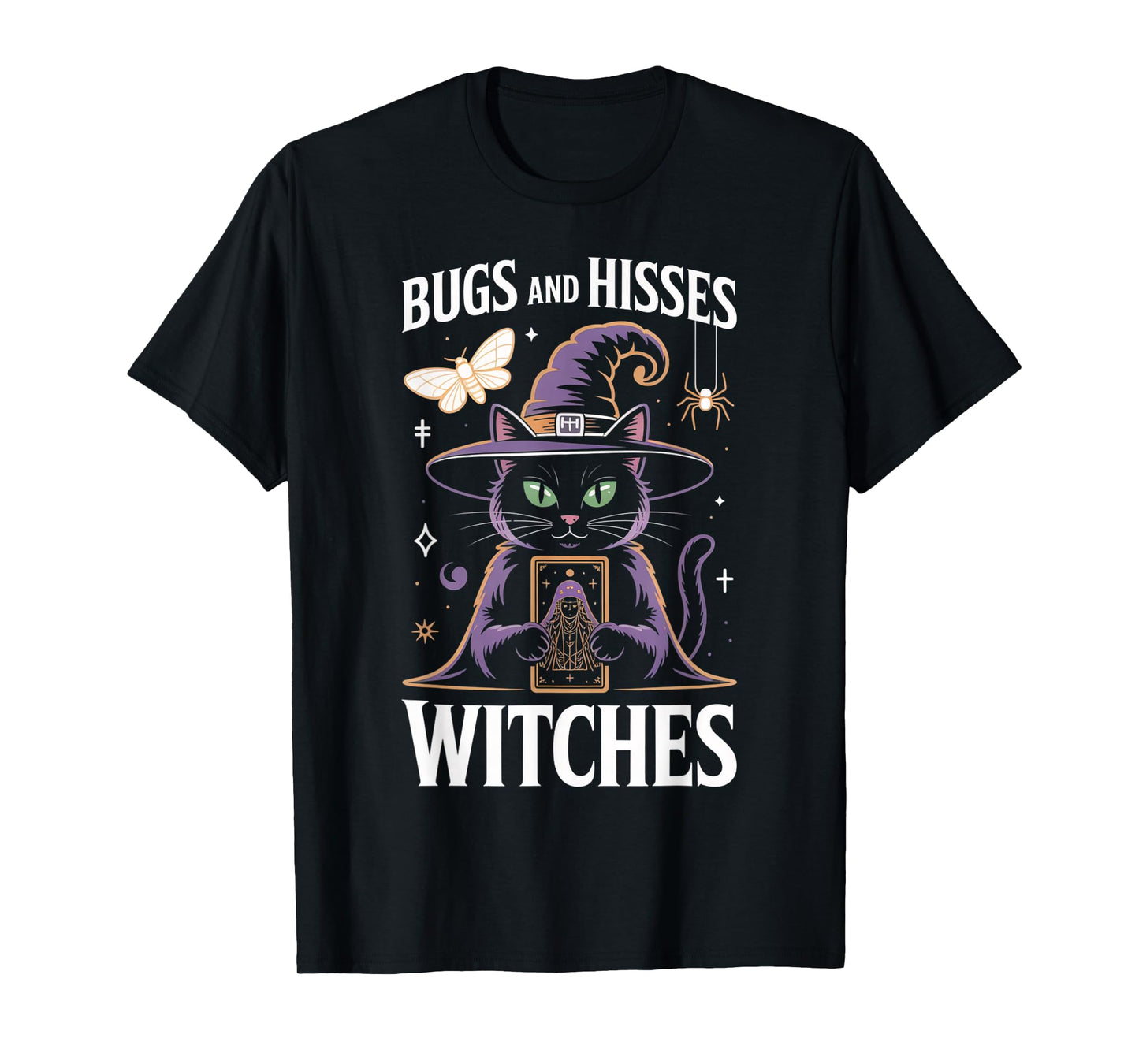 Bugs and Hisses Witches Tarot Cat Occult Mystical Apparel T-Shirt