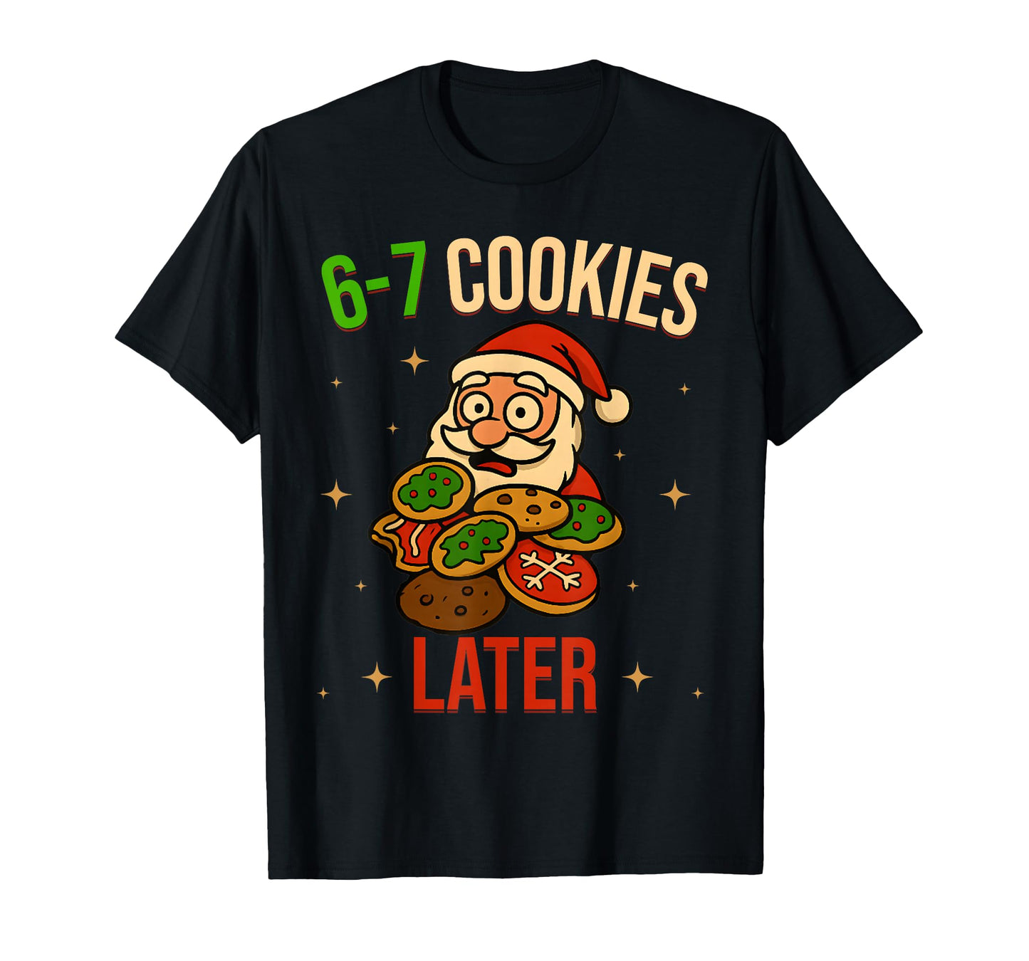67 Christmas Santa Eating Cookie Funny Six Seven Boys Kids T-Shirt