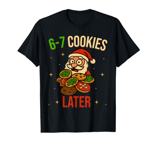 67 Christmas Santa Eating Cookie Funny Six Seven Boys Kids T-Shirt