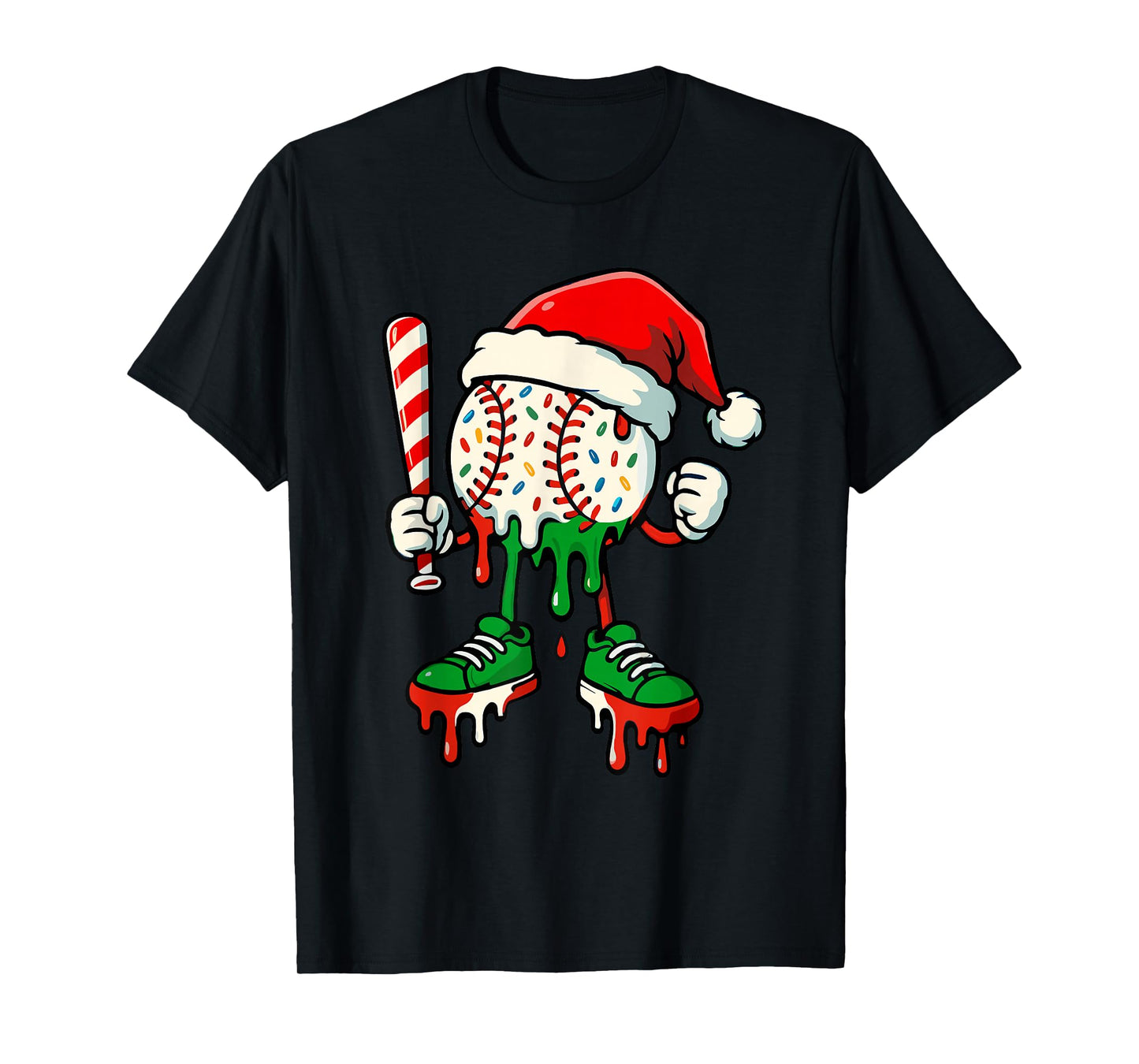 Christmas Baseball Drip for Boys Ice Cream Drip Baseball T-Shirt