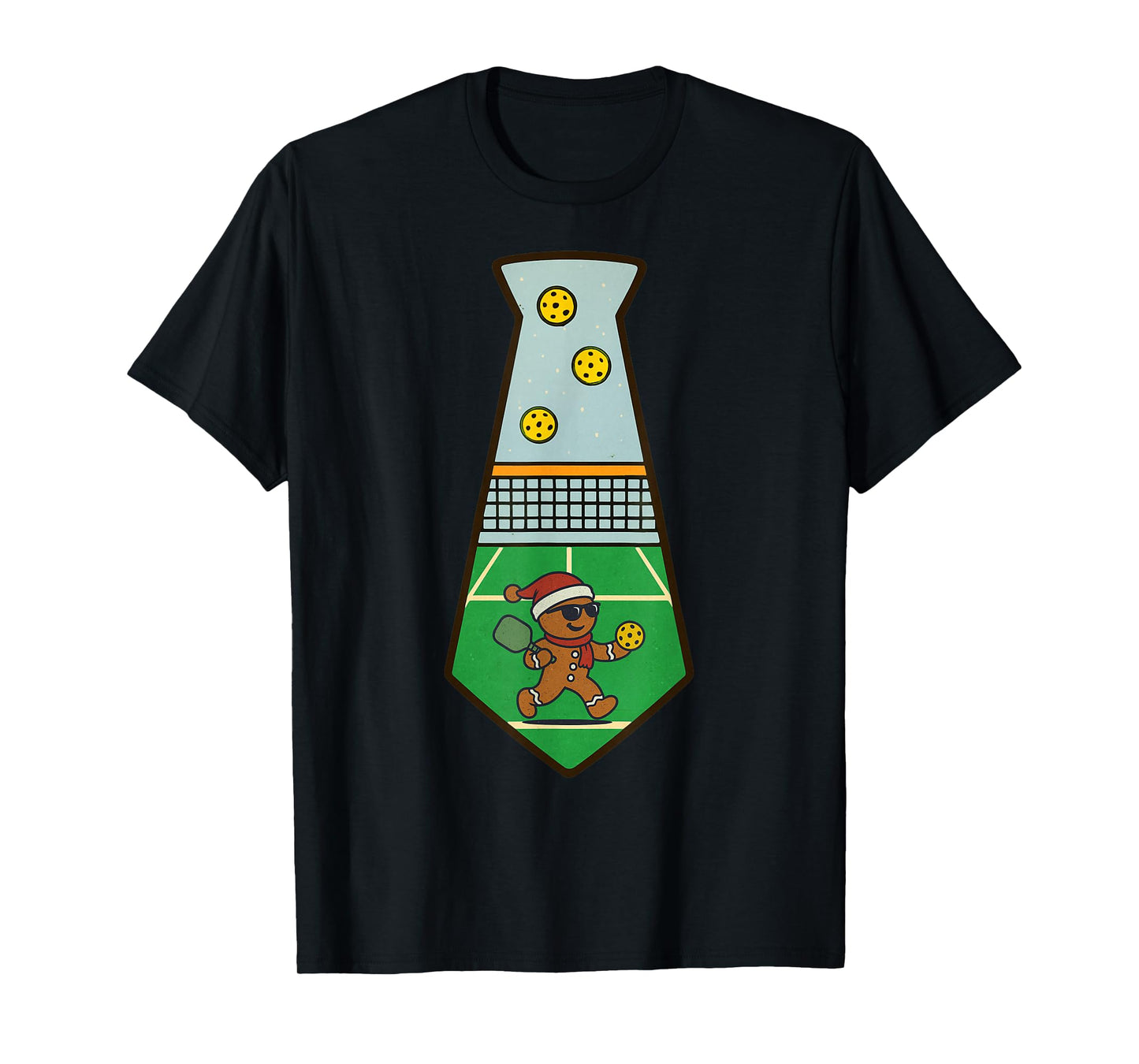 Gingerbread Playing Pickleball Christmas Vintage Funny Xmas T-Shirt