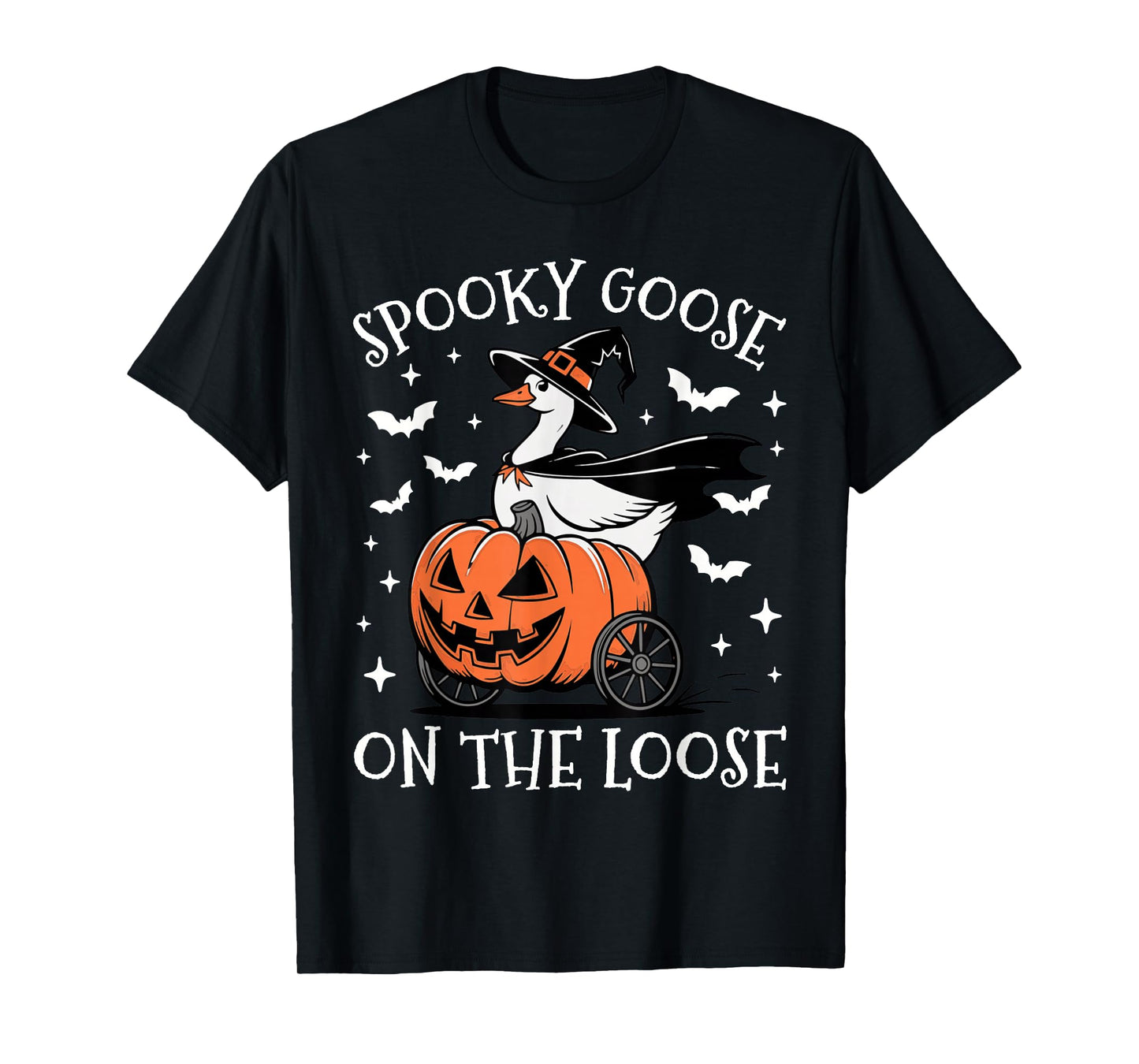 Spooky Goose On The Loose Funny Goose Witch Animal Halloween T-Shirt