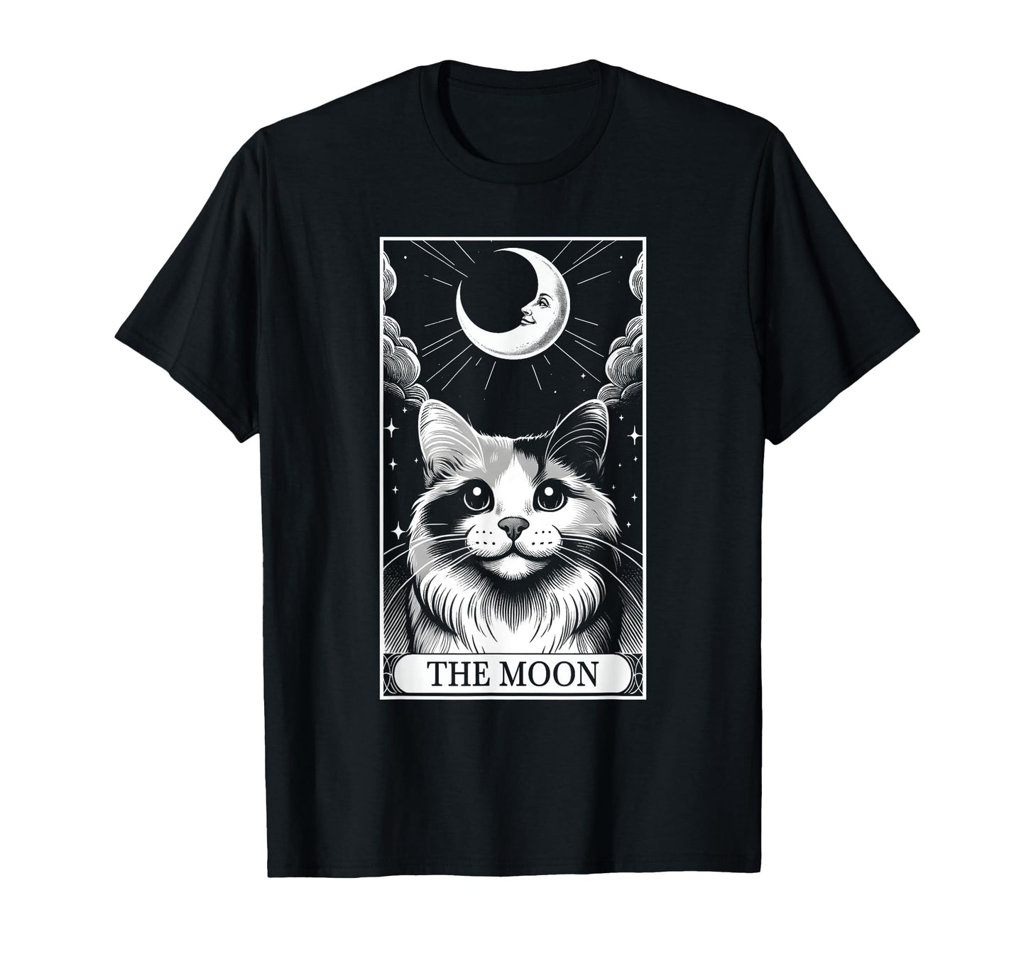 Tarot Card Vintage Crescent Moon Calico Cat Mom Cat Lovers T-Shirt for Men Women Kids