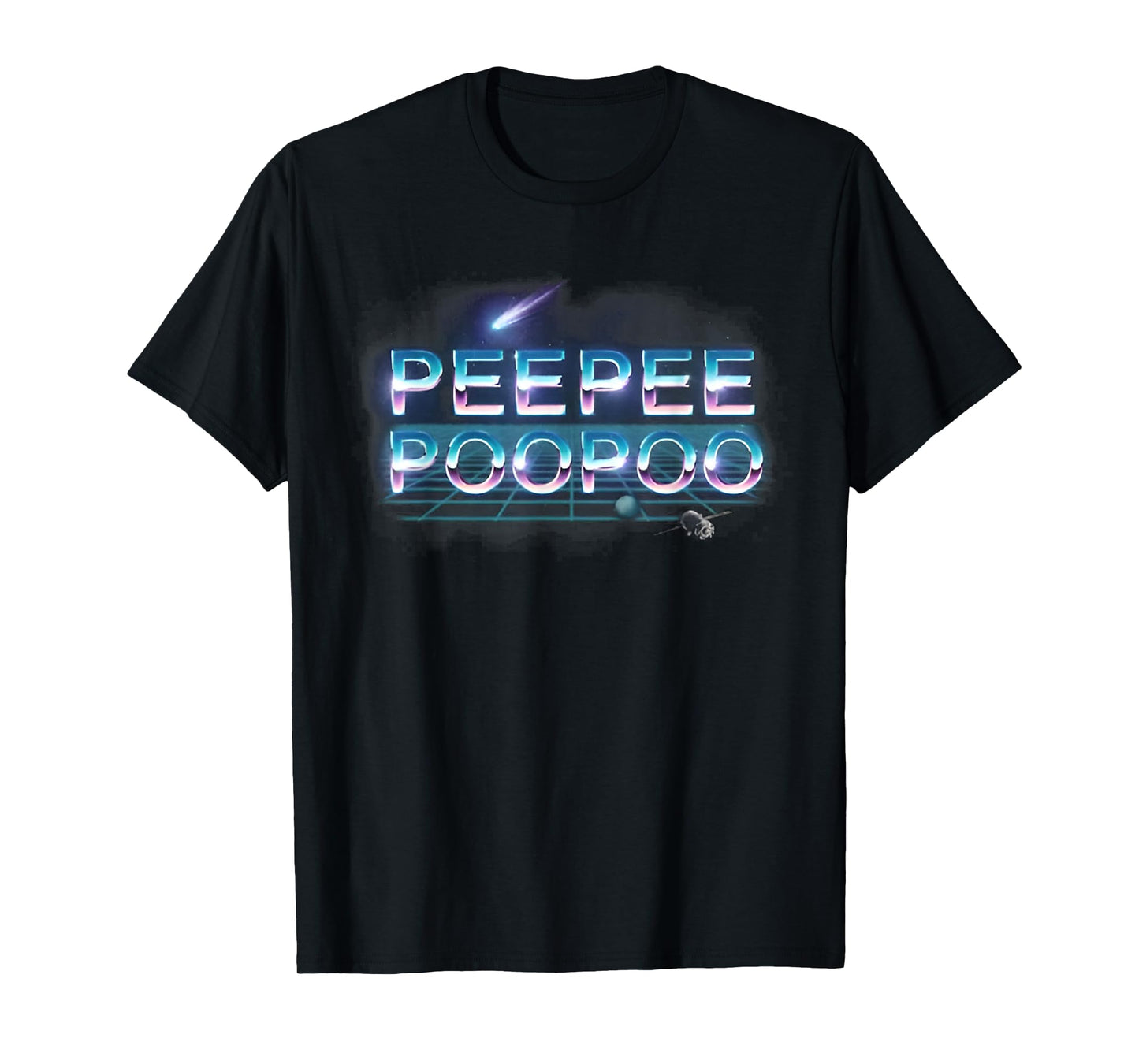 Peepeepoopoo Black Retro Humor T-Shirt, Unisex-Adults, Small