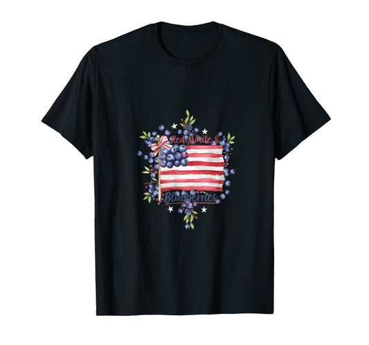 Red, White & Blueberries Funny Vintage Patriot USA T-Shirt