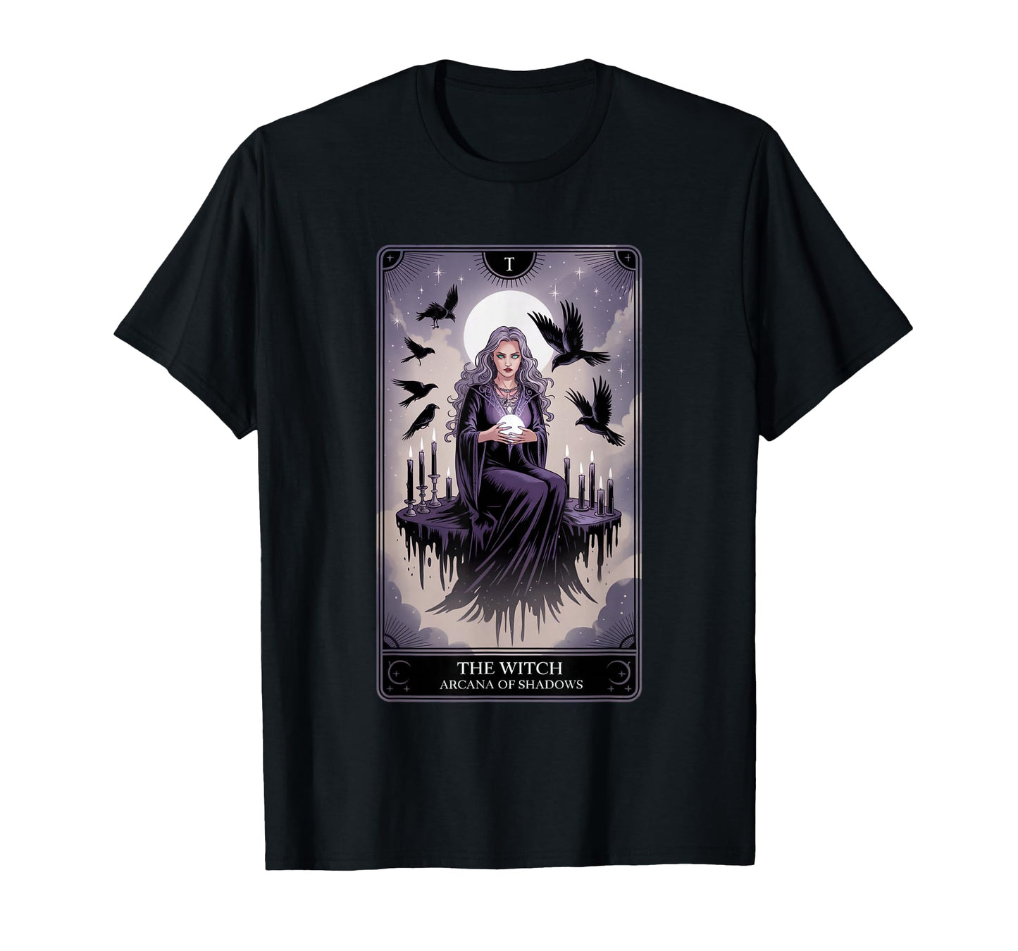 The Witch Arcana Gothic Tarot Card Mystic Halloween Design T-Shirt