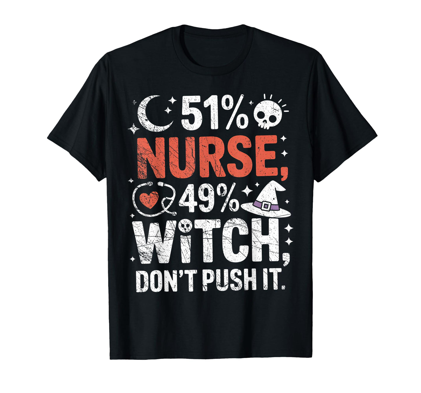51% Nurse 49% Witch Funny Halloween Speelbind Nurses T-Shirt