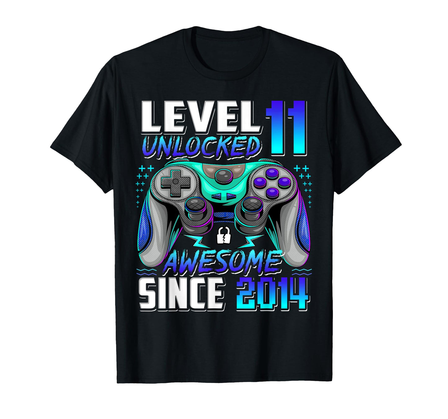 Level 11 Unlocked Awesome Since 2014 11th Birthday Gaming T-Shirt