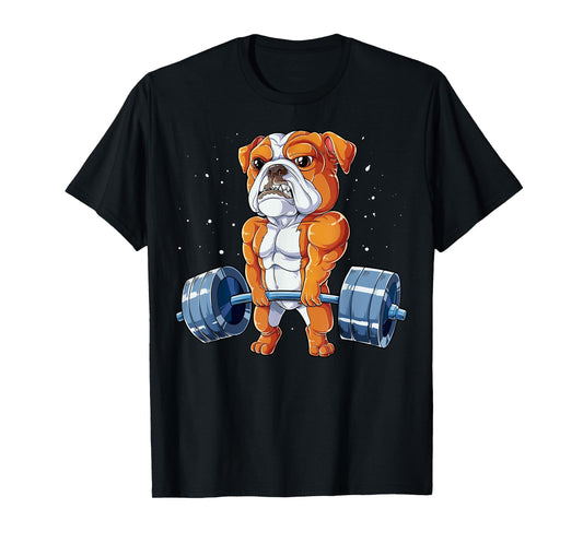 English Bulldog Weightlifting Funny Deadlift Men Fitness Gym T-Shirt