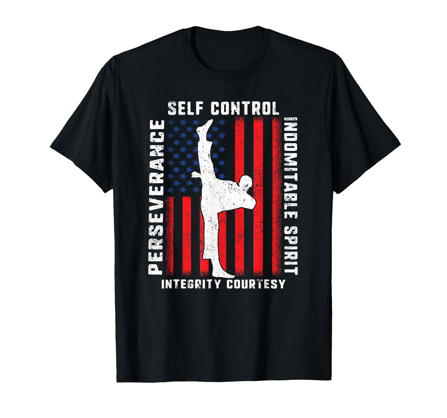 Taekwondo 5 Tenets Martial Arts Sports USA Flag Women Kids Men T-Shirt