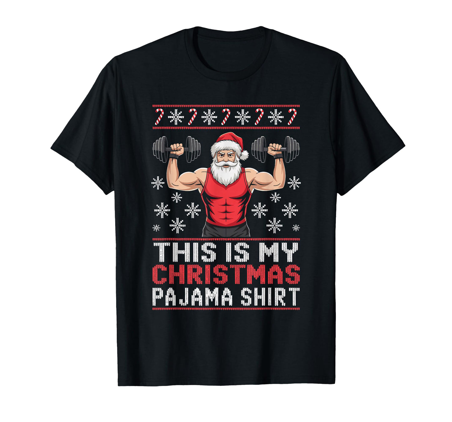 Santa Weightlifting Ugly Christmas Sweater Fitness Deadlift T-Shirt