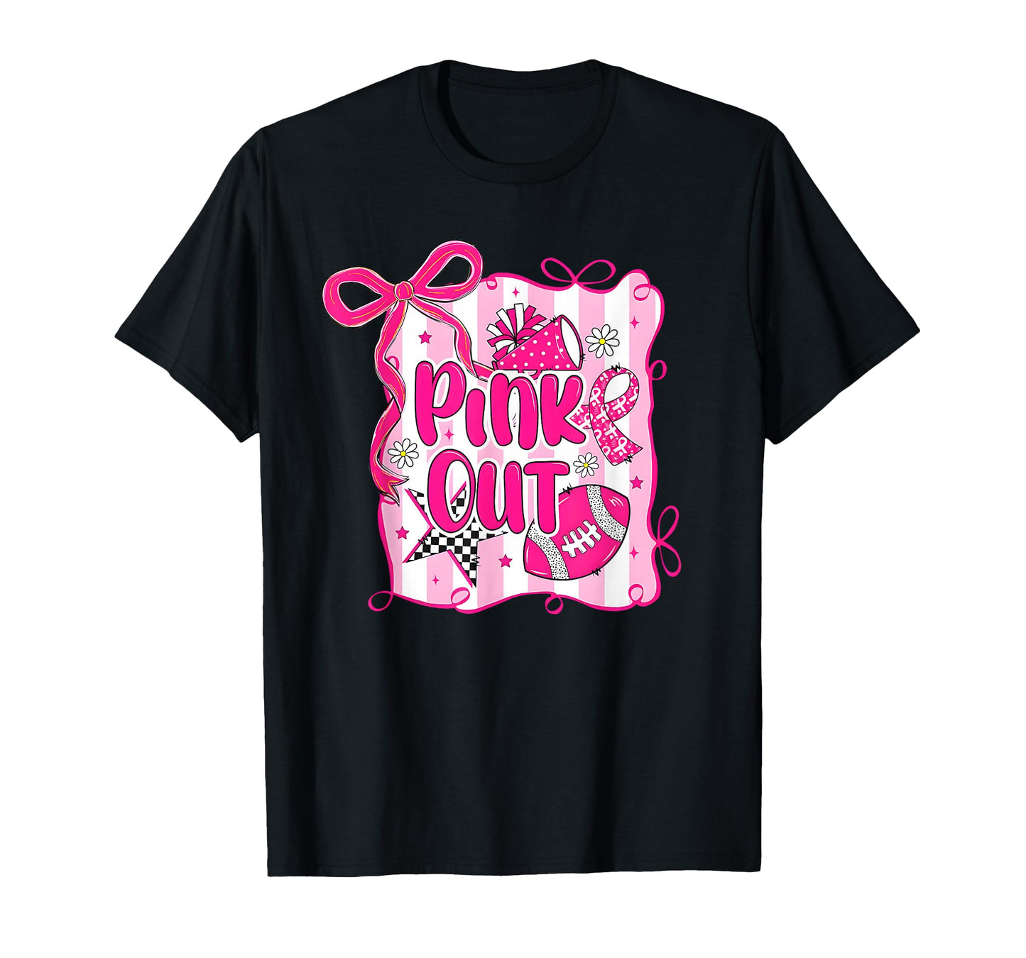 Retro Floral Pink Out Breast Cancer Awareness Tackle Cancer T-Shirt