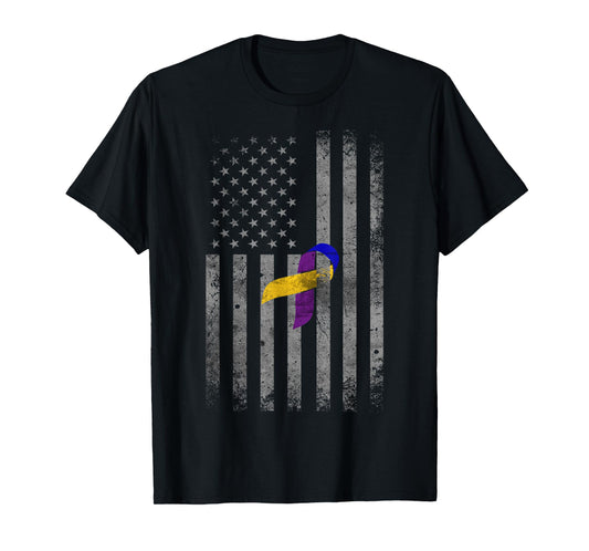 Vintage American Flag For Bladder Cancer Awareness T-Shirt