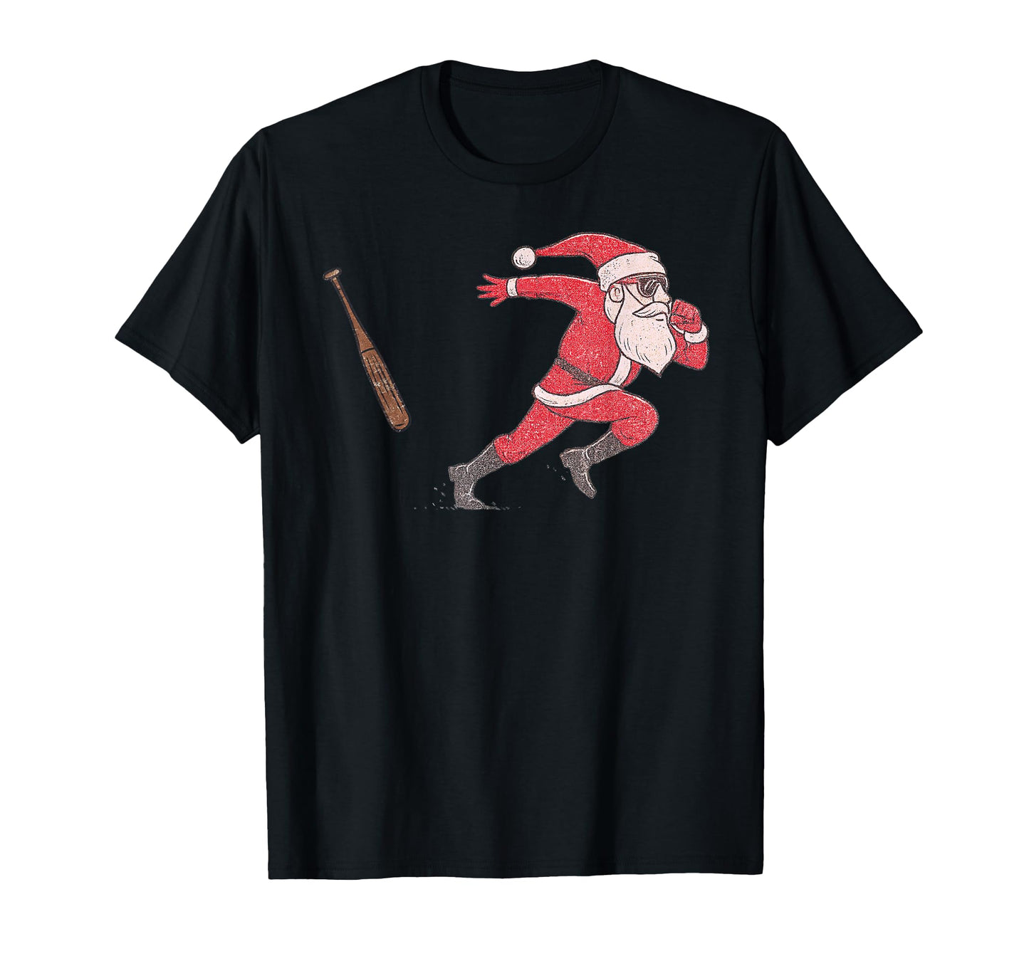 Santa Claus Playing Baseball Xmas Holiday Funny Christmas T-Shirt