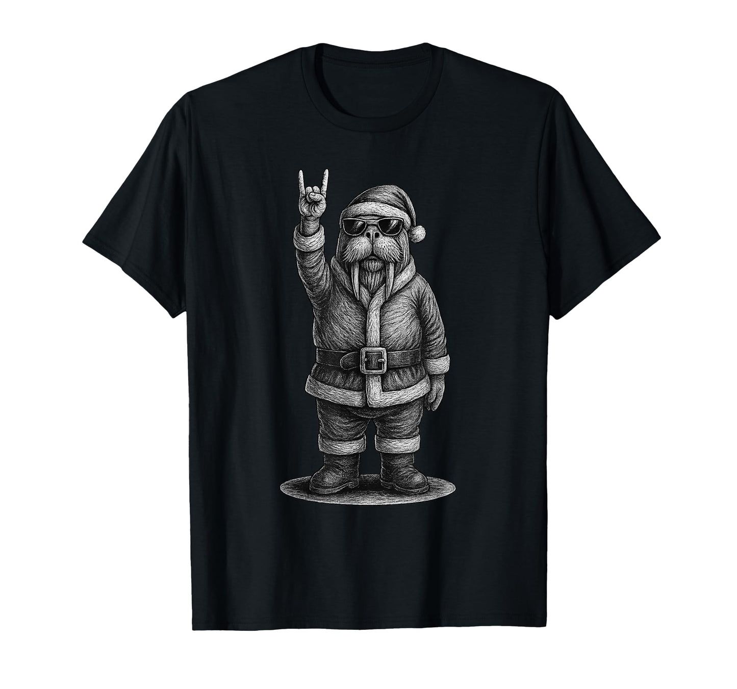 Walrus Rock Music Christmas Animal Lover T-Shirt