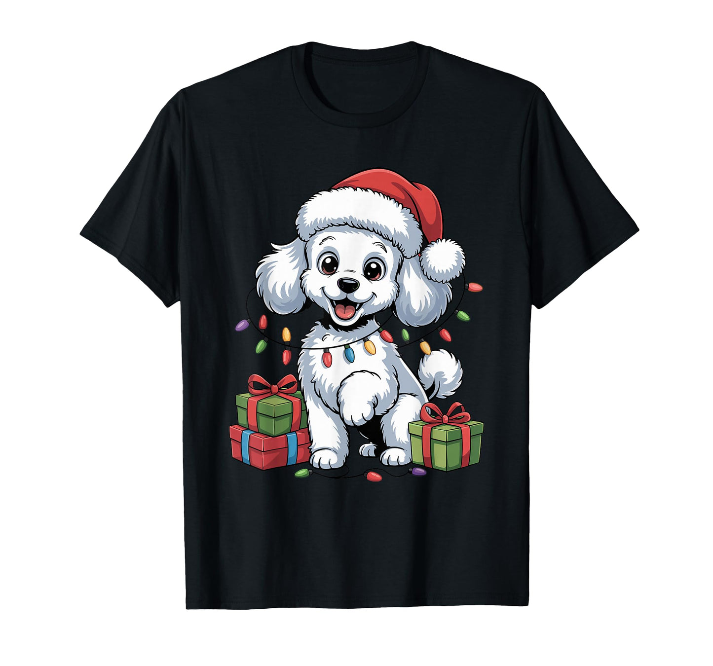 Cute Poodle Santa Hat Christmas Xmas Dog Lovers Holiday T-Shirt