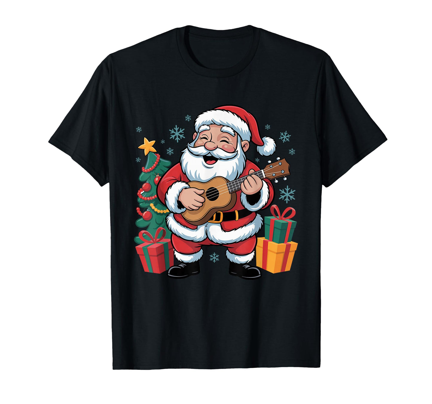 Funny Santa Playing Ukulele Holiday Chrismas Xmas Pajama T-Shirt