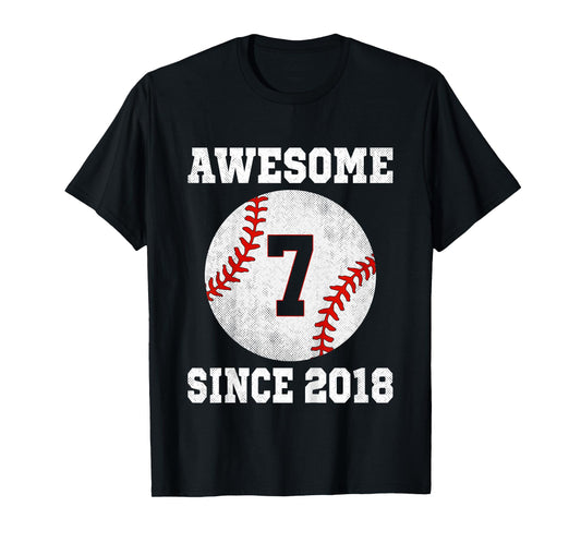 Kids 7th Birthday Baseball Player 7 Years Old Vintage Sports T-Shirt