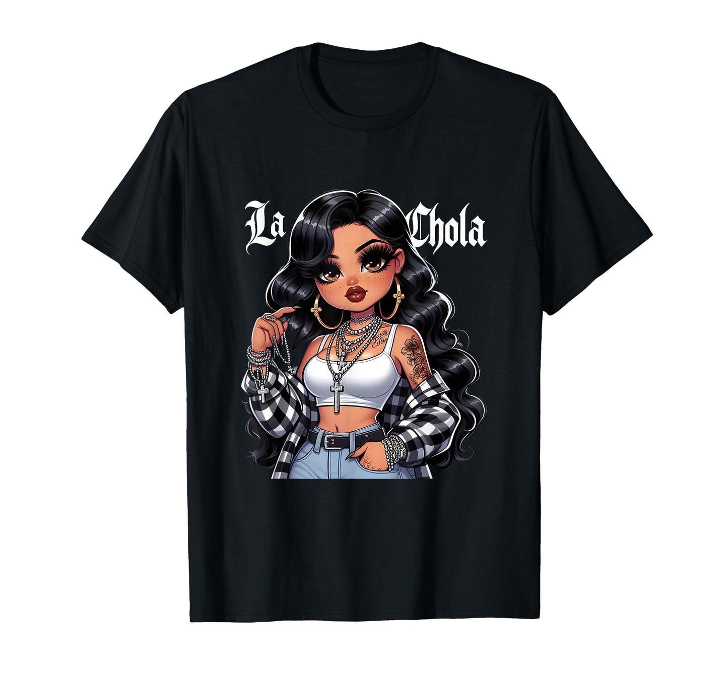 Chola Chibi Girl Hispanic Heritage Month Brown Pride Chicana T-Shirt