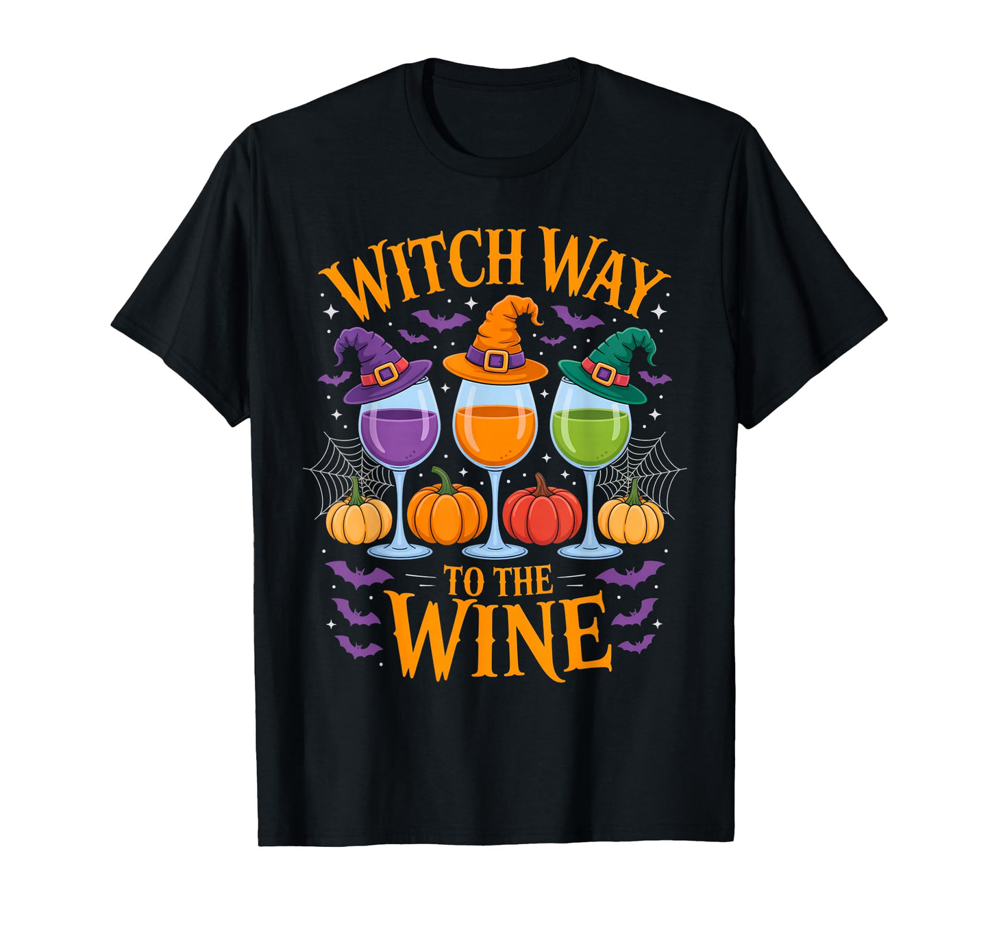 Witch Way to The Wine Funny Halloween Drinking Humor Outfit T-Shirt