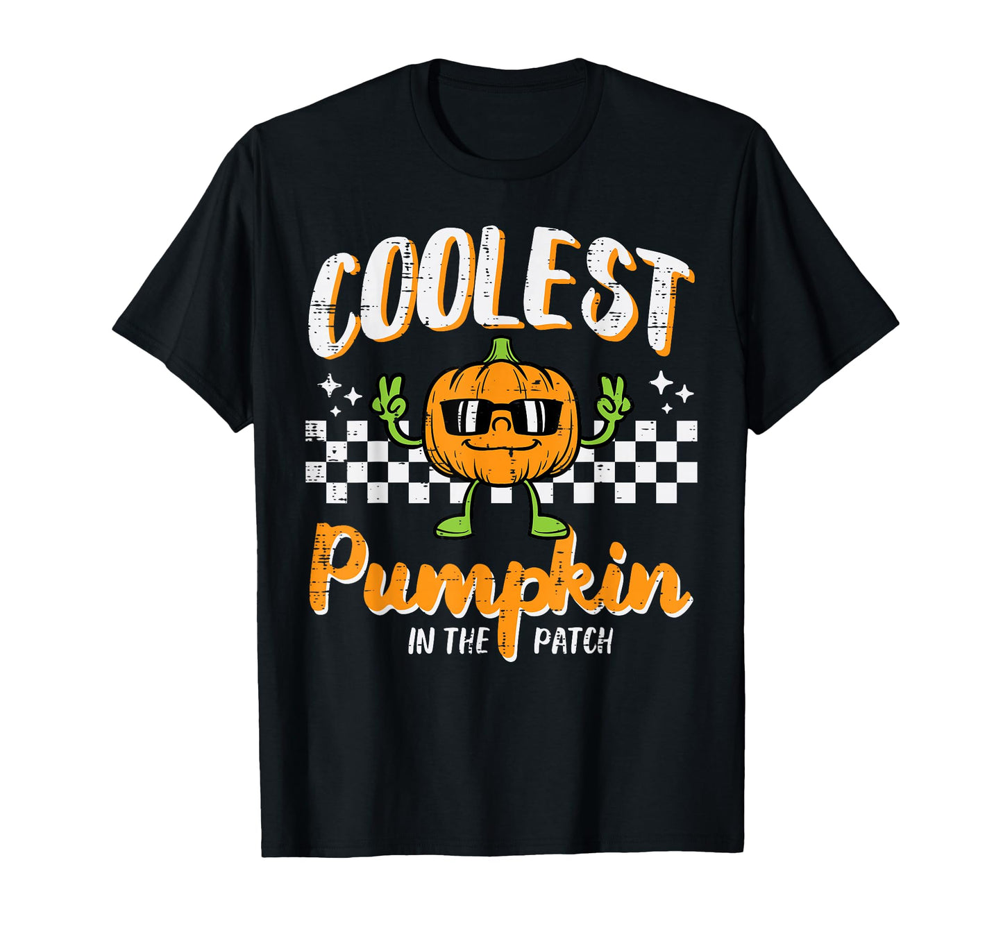Coolest Pumpkin In Patch Halloween Retro Costume Groovy Boys T-Shirt