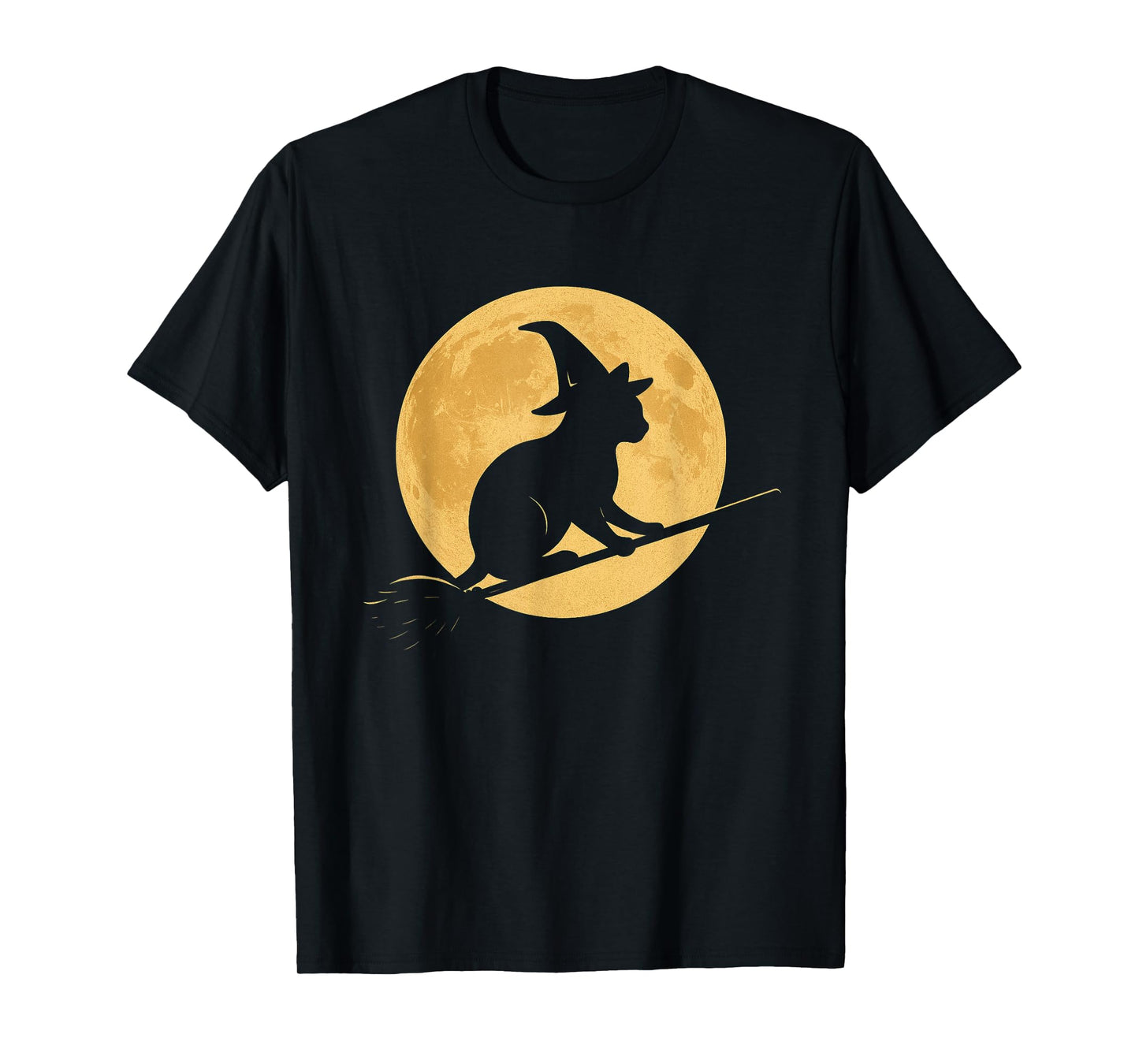 Funny Witch Cat Moon Halloween Trick Or Treat T-Shirt