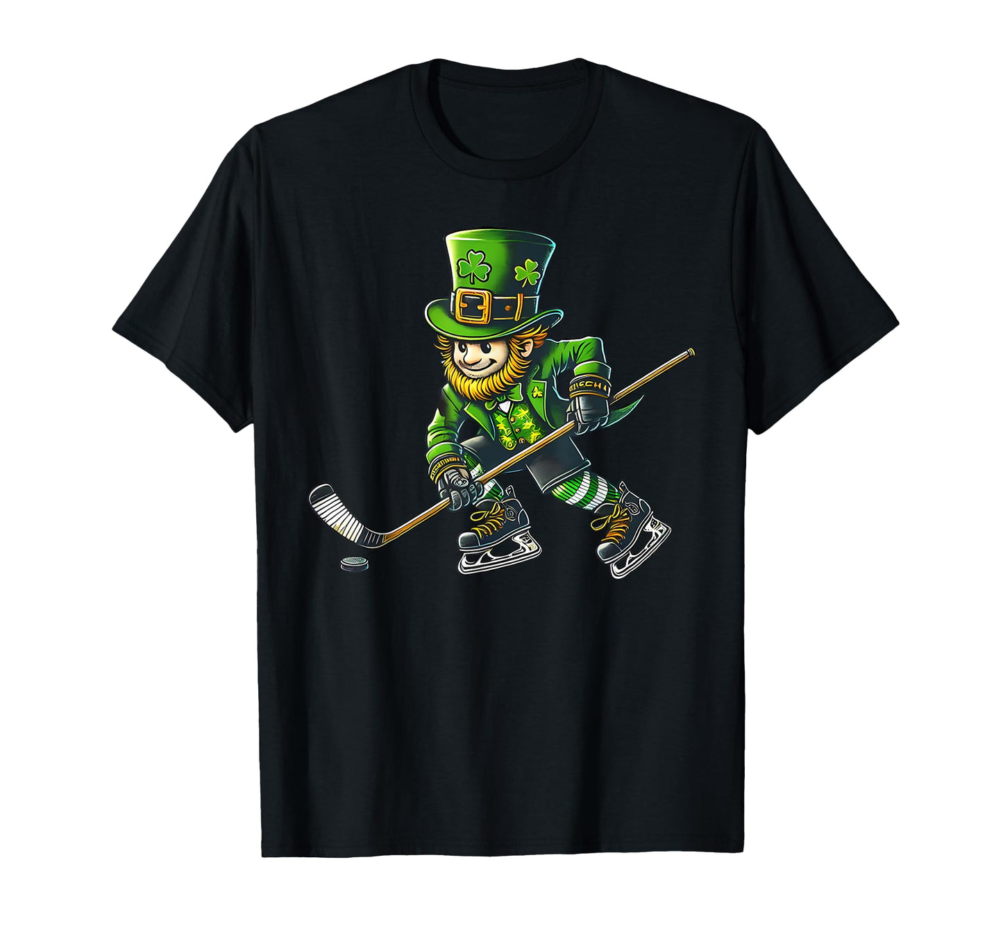 Leprechaun Playing Hockey St Patricks Day Sport Men Boys T-Shirt