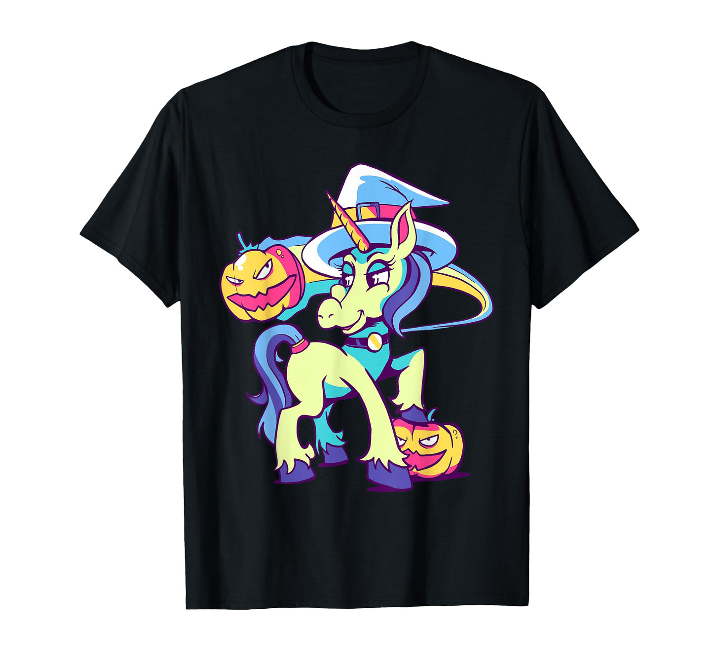 Witch Unicorn Halloween Pumpkin Funny Costume Design T-Shirt