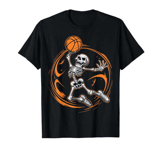 Basketball Skeleton Halloween Men Boys Basketball Halloween T-Shirt