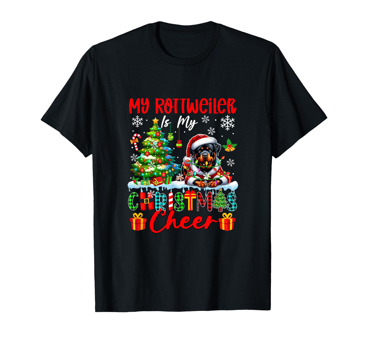 My Rottweiler is My Xmas Cheer Funny Santa Dog Owner Kids T-Shirt