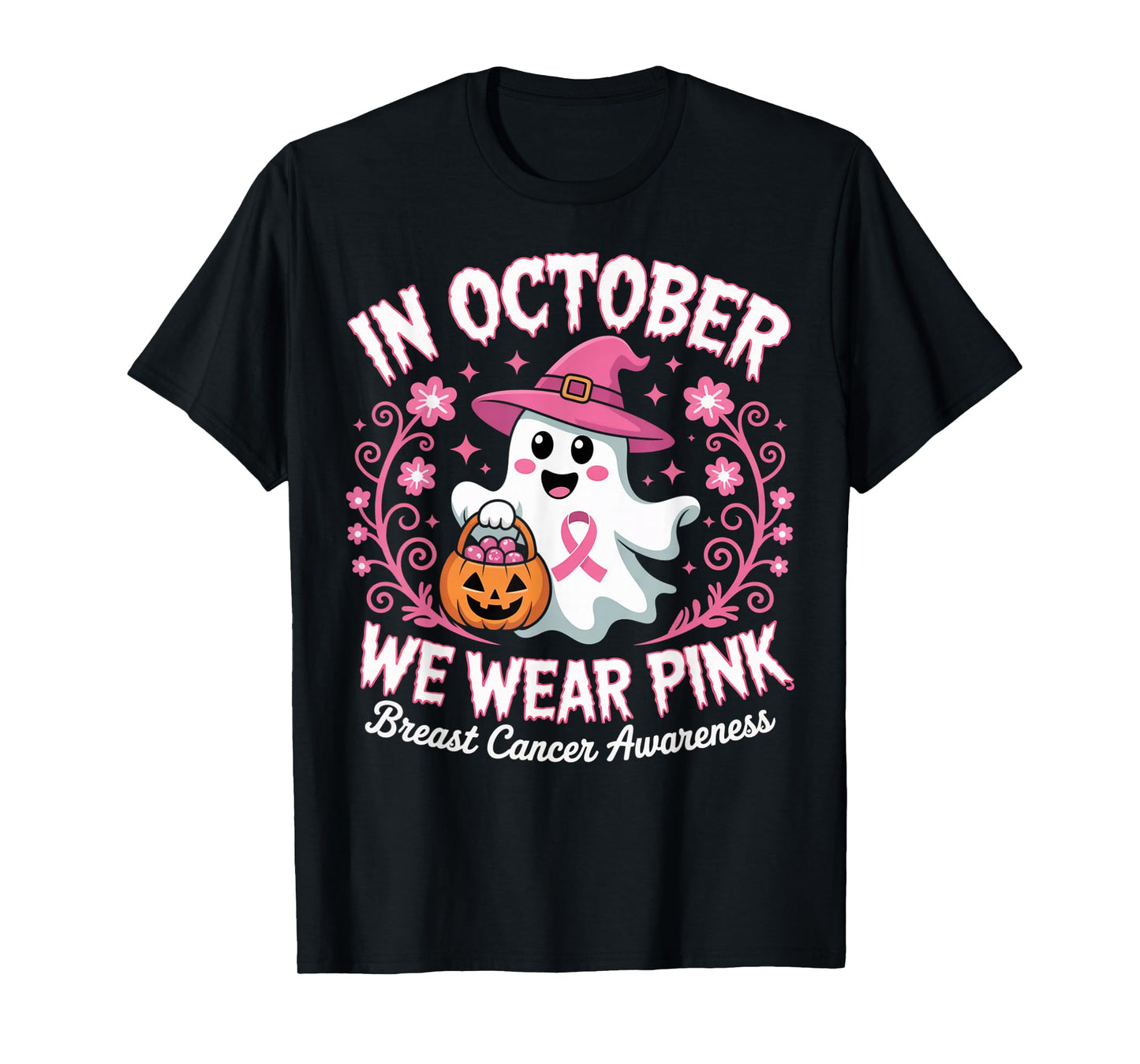 Breast Cancer Women Halloween in October We Wear Pink T-Shirt