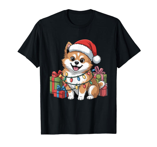 Cute Spitz Christmas Xmas Design Funny Dog Lover Holiday T-Shirt