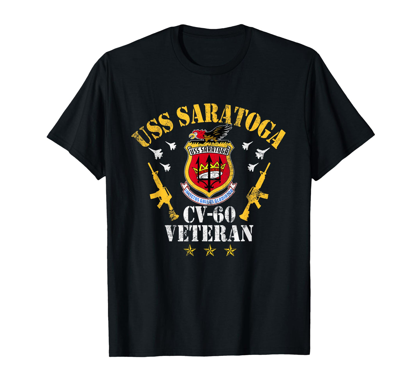 USS Saratoga CV-60 Aircraft Carrier Veteran Flag Vintage Men T-Shirt