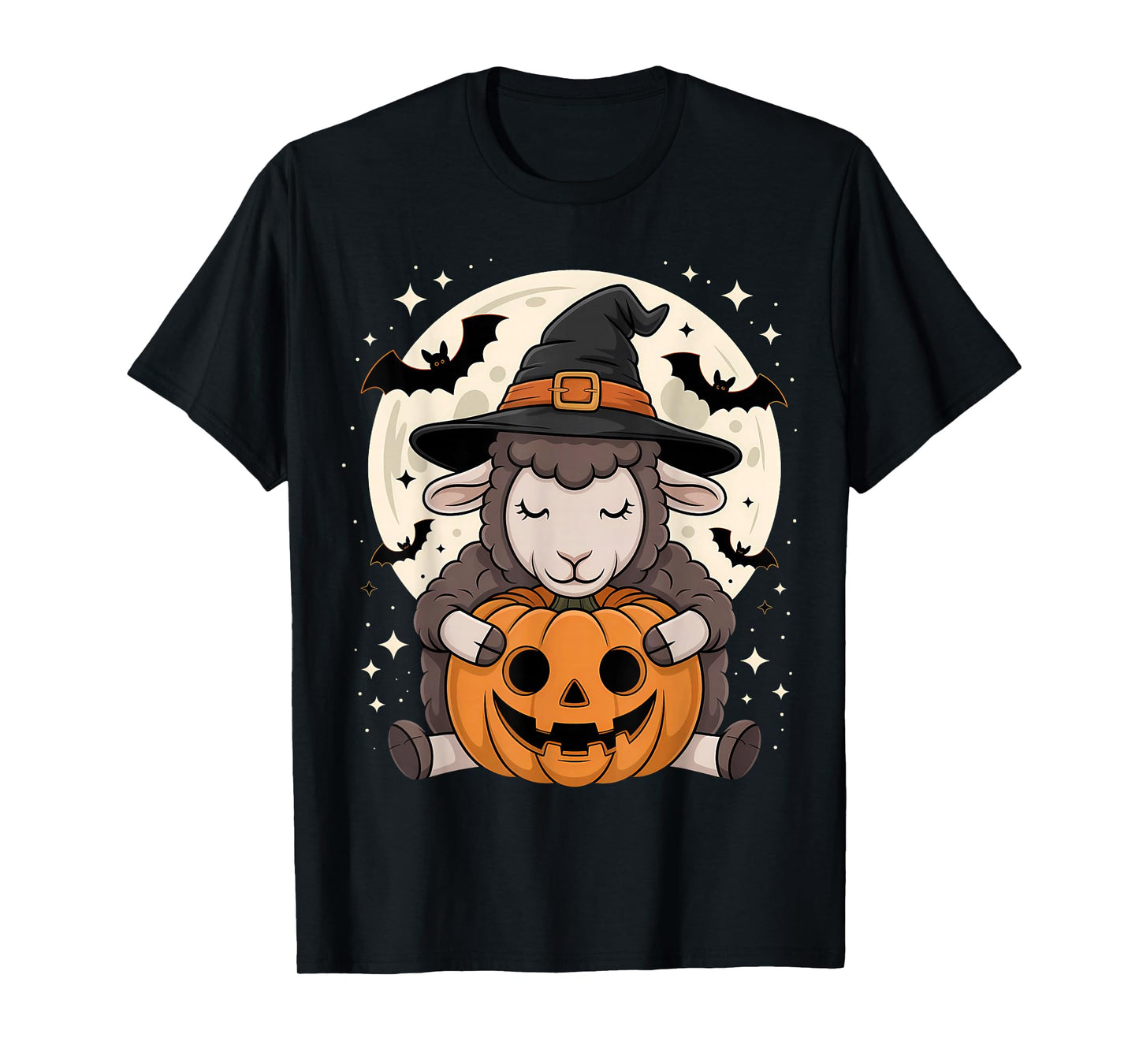 Halloween Sheep Witch Hat Pumpkin Spooky T-Shirt