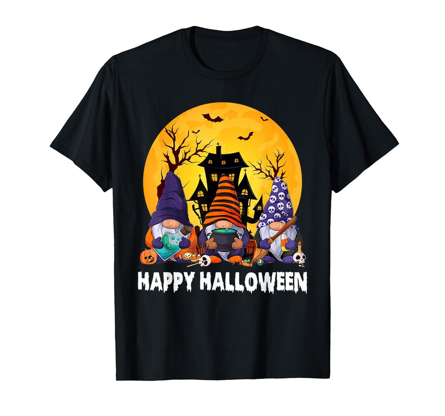 Vintage Retro Happy Halloween Witchy Gnomes Spooky Season T-Shirt